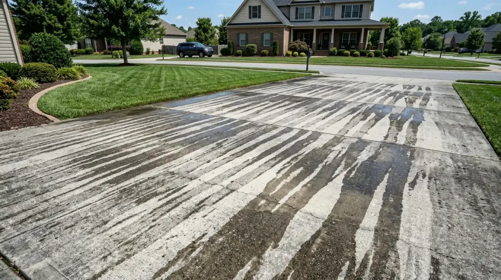 Zebra Stripes on Concrete Why Some Driveways Look Worse After Cleaning